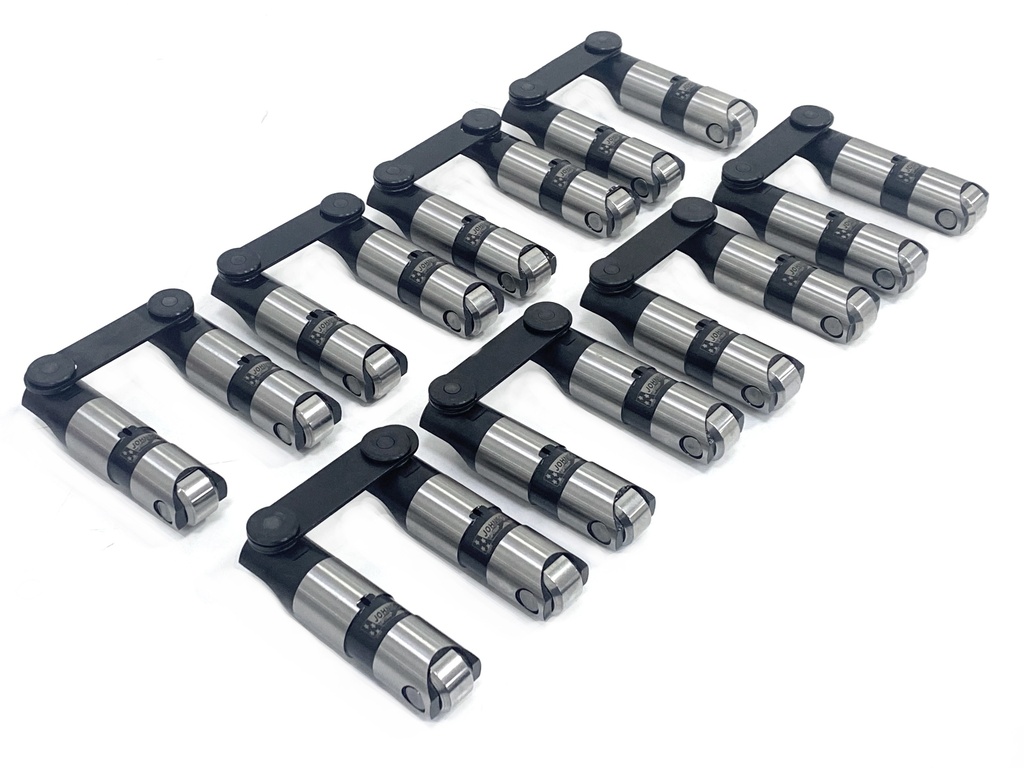 Cam Motion Johnson Hydraulic Roller Lifter Set w/ Tie Bar design and Axle Oiling