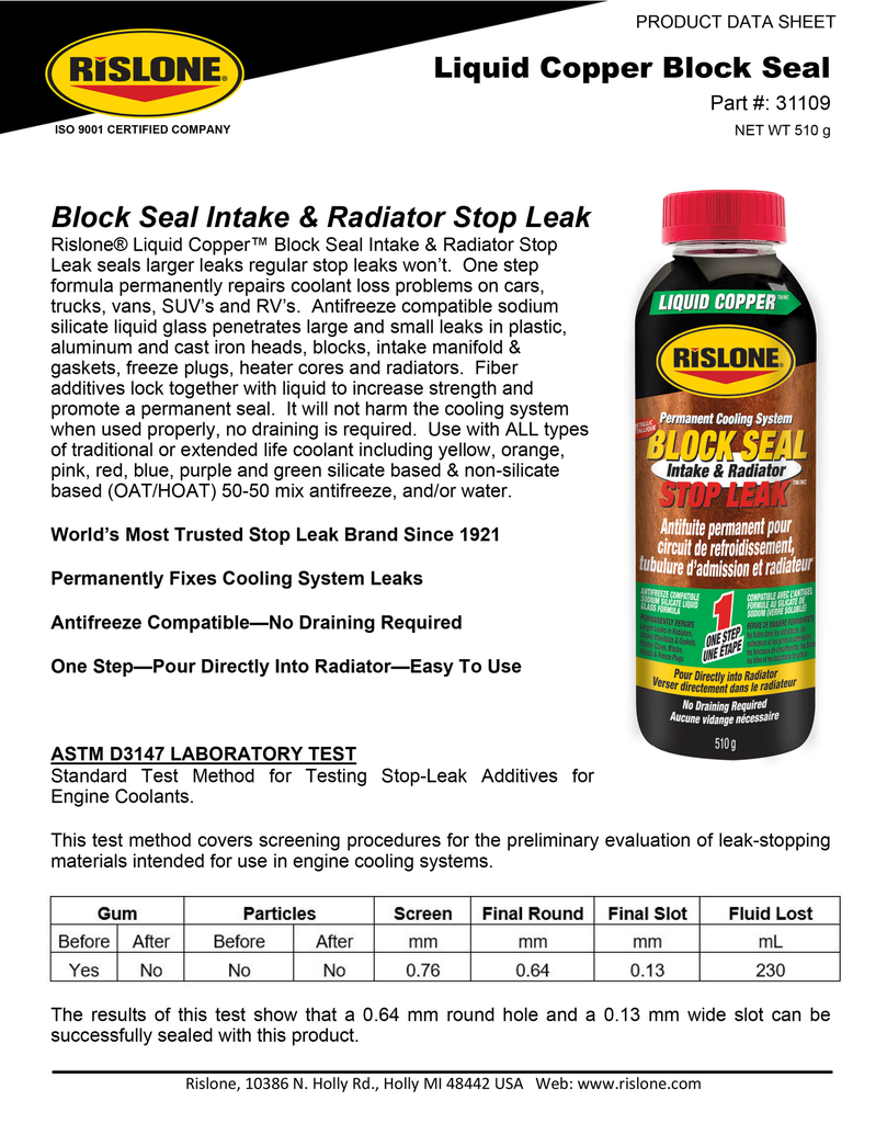 Rislone Liquid Copper Block Seal