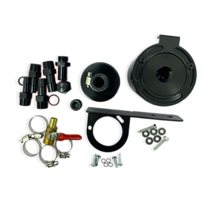 Oil Catch Can Reservoir Tank Universal w/ Drain Valve 2 Port Aluminum