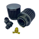 Oil Catch Can 1.5L AN10 w/ Dual Breather Filter Black