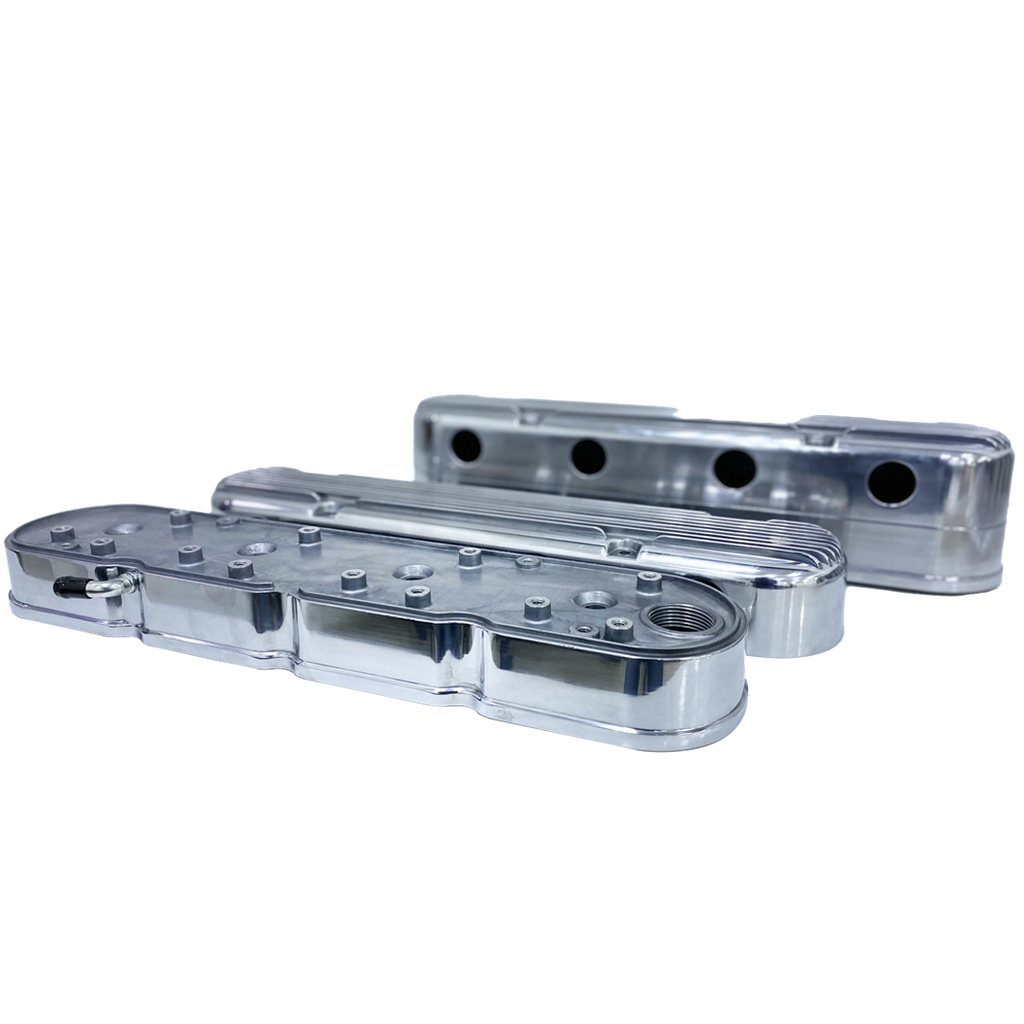 LS 2pc Aluminum Finned Cast Valve Cover, Included Spark Plug Wires & Coils