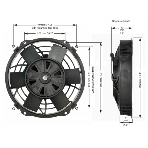 DC 8&quot; THERMATIC ELECTRIC FAN 12V 400CFM