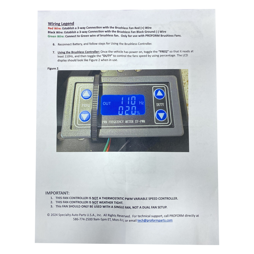 Proform Universal Brushless Fan, Multi-Speed Controller