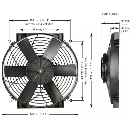 DC 14&quot; THERMATIC ELECTRIC FAN 12V 1500CFM