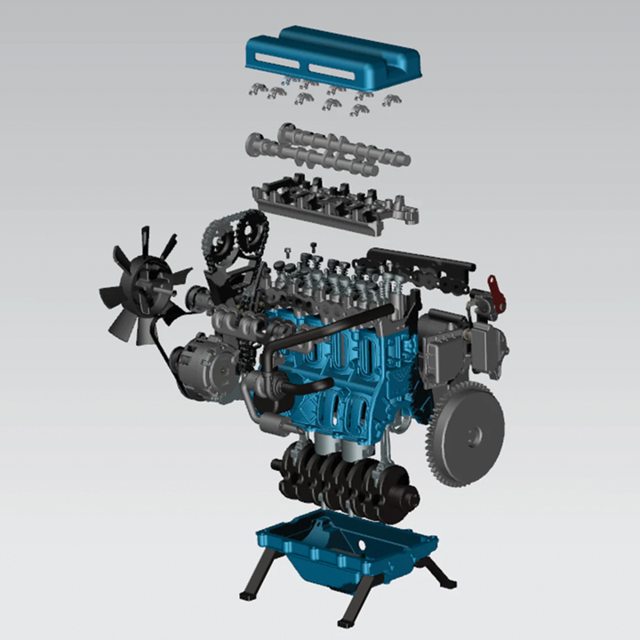 Turbocharged 4-Cylinder Mini Engine Assembly Model