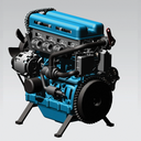 Turbocharged 4-Cylinder Mini Engine Assembly Model