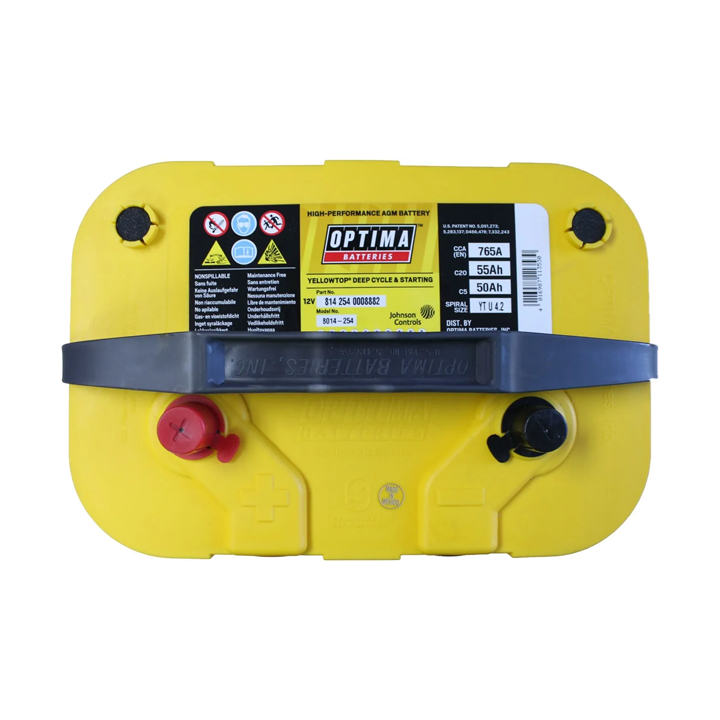 Optima AGM Battery 55Ah RTU4.2, 8012-254 Yellow Top