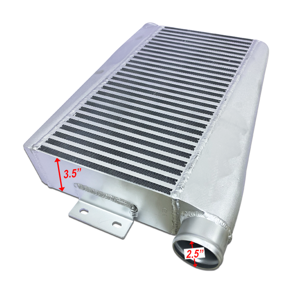 HF Intercooler Overall Size, 20"x15.25"x3.50", Core Size 18.48"x9.00"x3.50", 2.50" Inlet/Outlet, 720HP Efficient