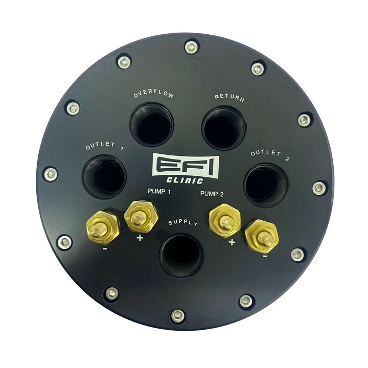 EFI Clinic Aluminum 2.6L/2.8L AN8 Fuel Surge Tank for Single/Twin 39mm-40mm In-tank Pumps