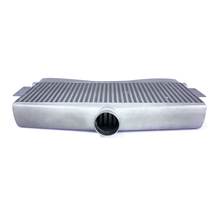 HF Intercooler Core Size, 25"x9"x3.5", 1-3" Outlet and 2-2.5" Inlets, Outlet is Angled 15 degrees, 1950 CFM Flow Rate, 1300 HP Efficient, 2psi Pressure Drop at 1950 CFM