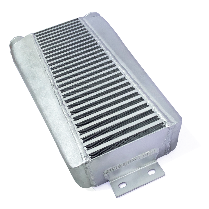 HF Intercooler Overall Size, 20"x12.25"x3.50", Core Size 18.48"x6.00"x3.50", 2.50" Inlet/Outlet, Bead Blasted Endtanks, 720HP Efficient