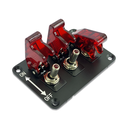Switch Panel, 3x Covered Toggle Switch, Red/Blue/Green