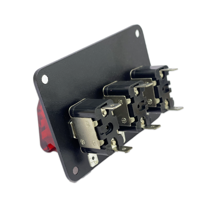 Switch Panel, 3x Covered Toggle Switch, Red/Blue/Green