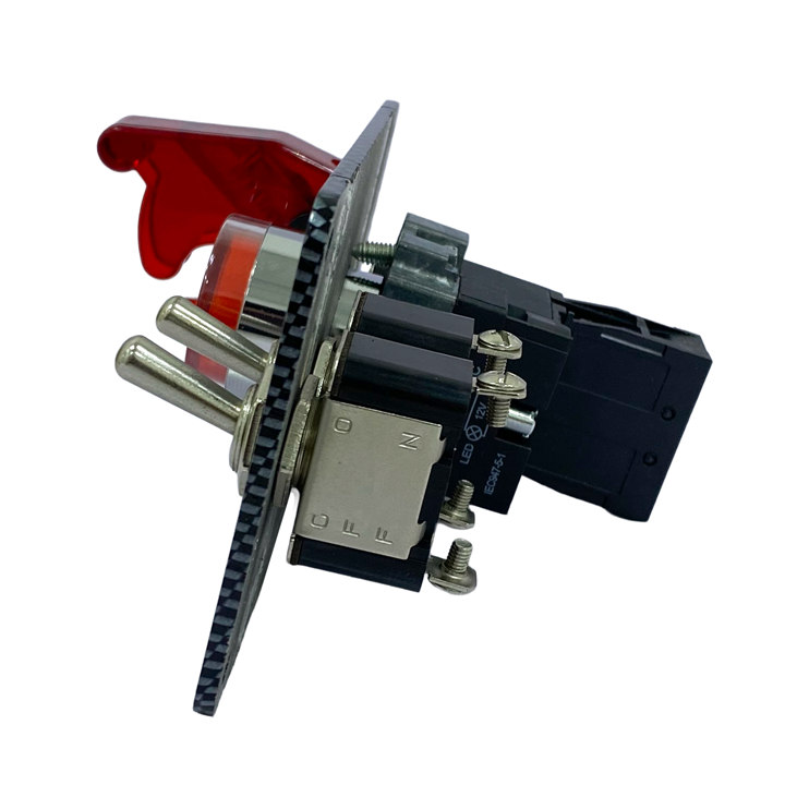 Racing Switch Panel, Covered Toggle Switch, 2 Toggle Switch, Push Button, Red LED