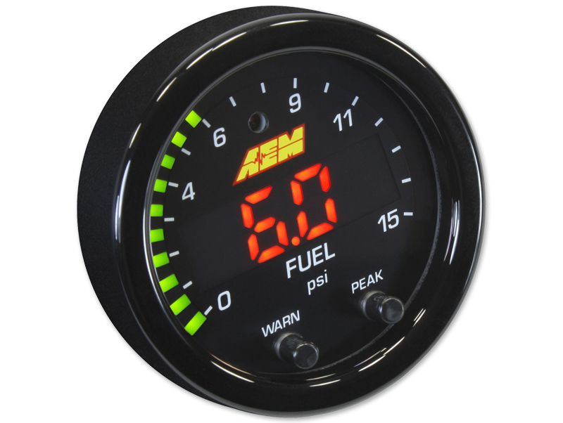 AEM Fuel Press/Boost Gauge 15PSI - Digital