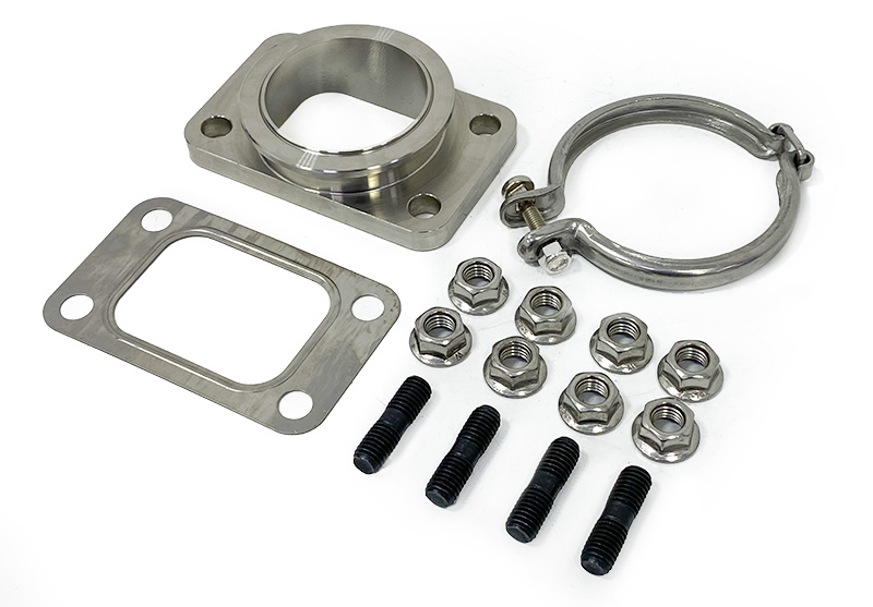 PSR Compact T3 Adapter Kit | Billet Stainless Steel | Fits PSR/Garrett Small Frame Turbo Trb. Inlet 3"OD V-Band | 1" Overall Height