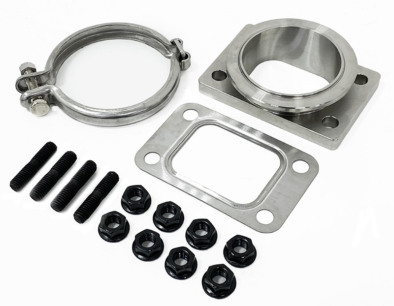 PSR Compact T25 Adapter Kit | Billet Stainless Steel | Fits PSR/Garrett Small Frame Turbo Trb. Inlet 3"OD V-Band | 0.9" Overall Height