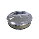 Air Cleaner Kit, 14" X 3" w/ Muscle Car Top / Paper Filter / Recessed Base (Chrome Steel)