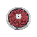 Air Cleaner Kit, 14" X 3" w/ High Flow Top, Washable Filter, Recessed Base, Chrome Steel