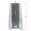 HF Intercooler Overall Size, 20"x12.25"x3.50", Core Size 18.48"x6.00"x3.50", 2.50" Inlet/Outlet, Bead Blasted Endtanks, 720HP Efficient