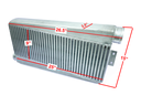 HF Intercooler Overall Size, 26.50"x15.00"x3.50", Core Size 25.00"x9.00"x3.50", Inlet/Outlet 3.00" Diameter