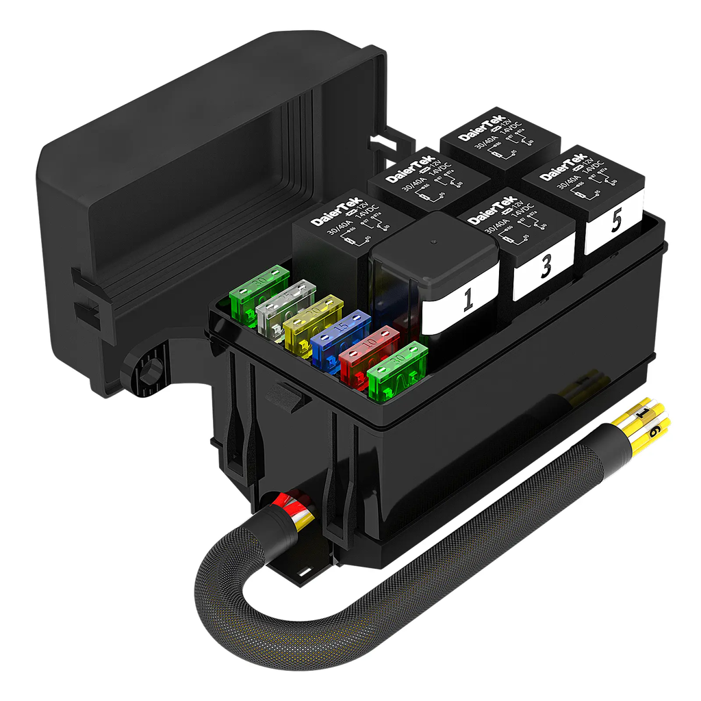 6-Way Relay Socket w/ Relays & Fuses, Wired