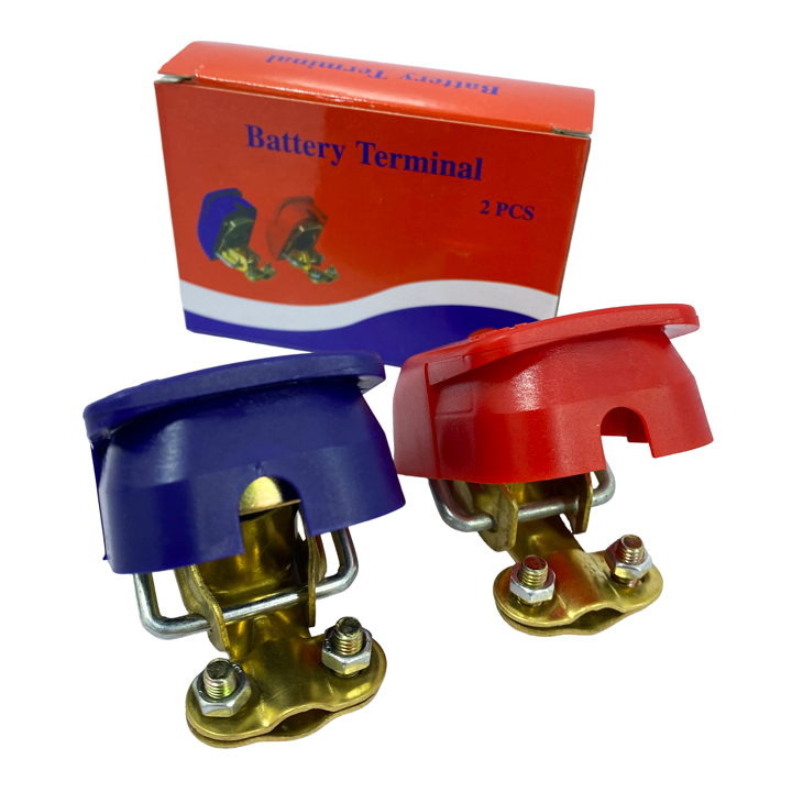 Battery Terminals Clamp, Blue/Red, Pair