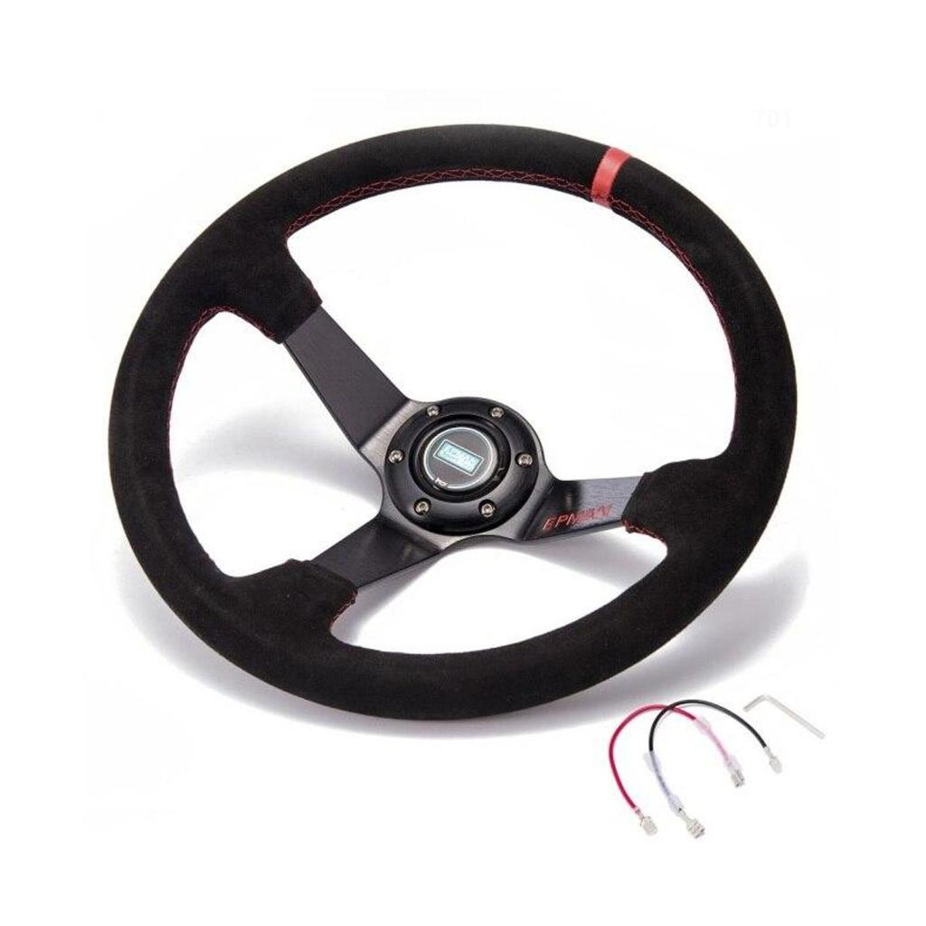 EPMAN Steering Wheel Dish Drifting RED - Suede Leather