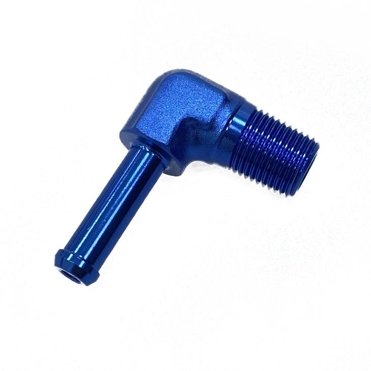 1/8" NPT to 1/4" Barb 90D Blue