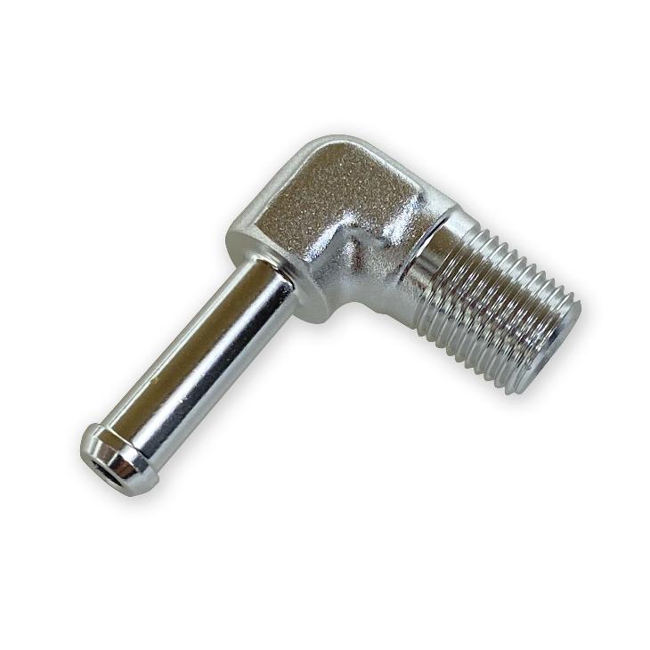 1/8" NPT to 1/4" Barb 90D Silver