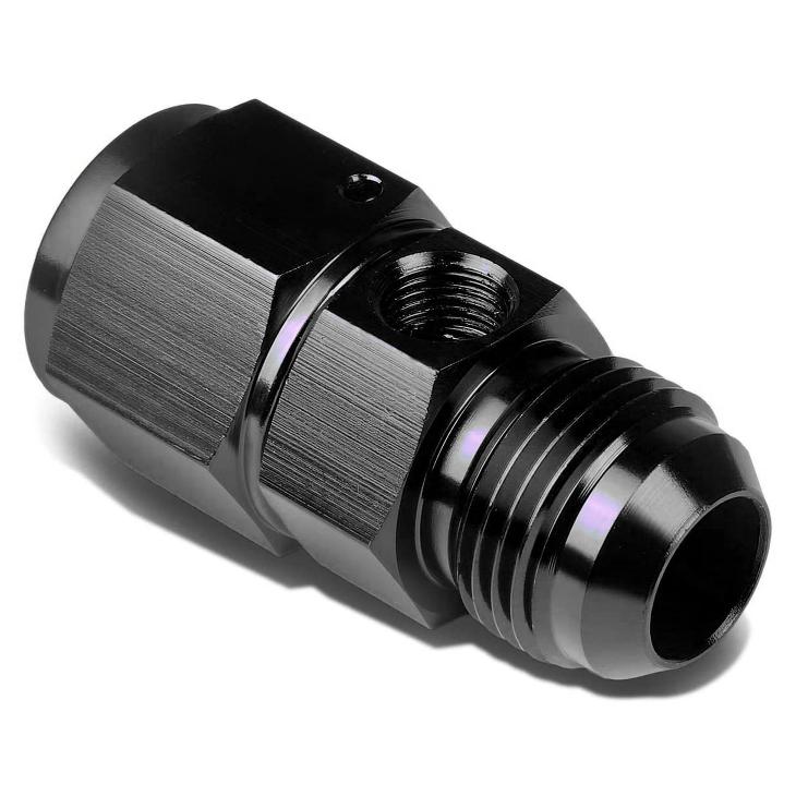 AN16 Male to Female w/ 1/8NPT Port Adapter - Black