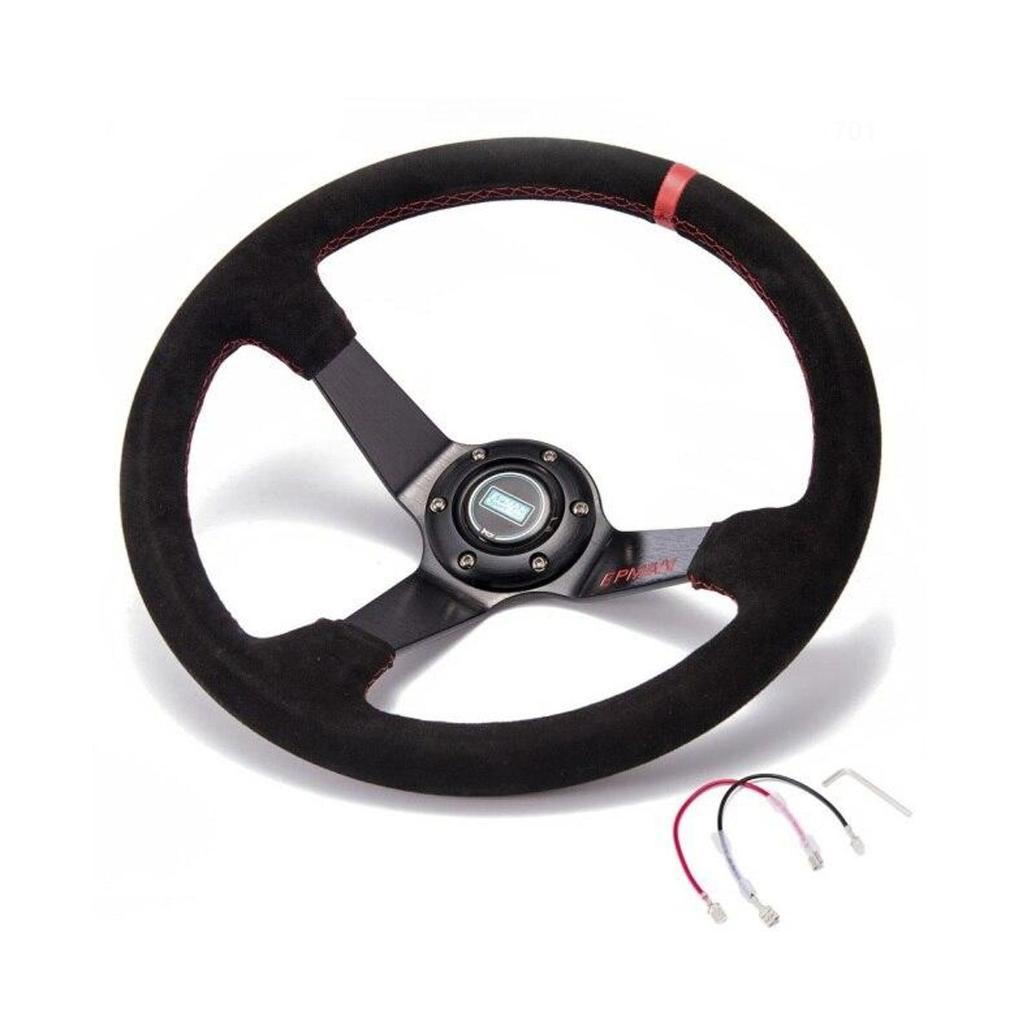 Epman Steering Wheel Dish Drifting Red - Suede Leather