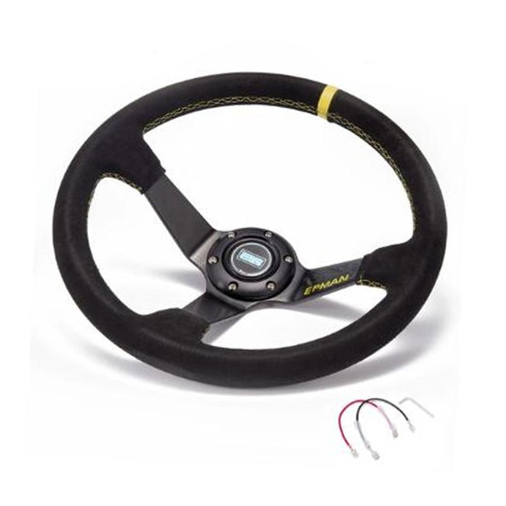 Epman Steering Wheel Dish Drifting Yellow - Suede Leather