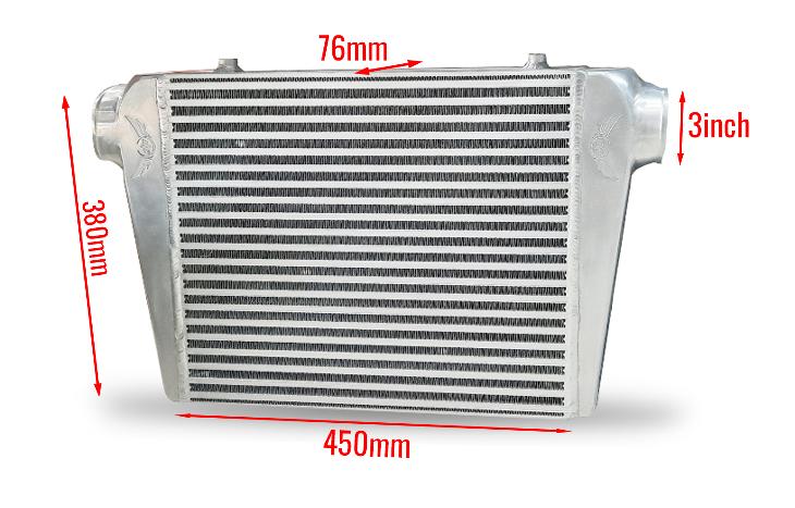 Intercooler 450x380x76mm 3" Inlet and Outlet