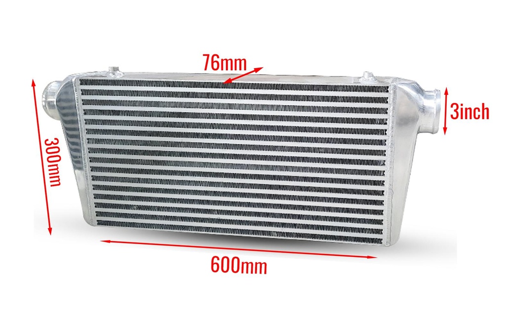 Intercooler 600x300x76mm 3" Inlet and Outlet