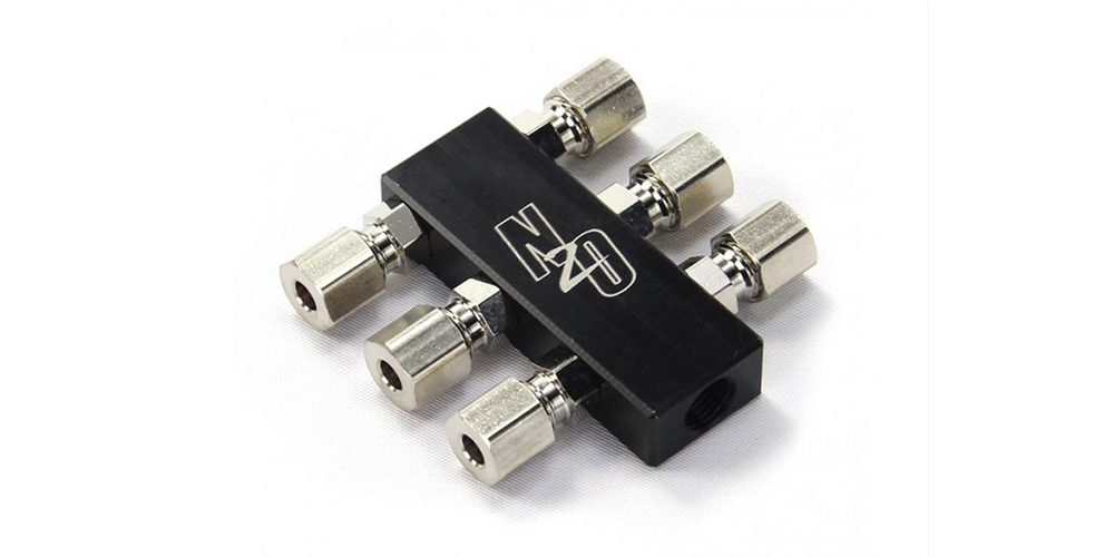 Nitrous Outlet 1 In 6 Out Distribution Block w/ Fittings