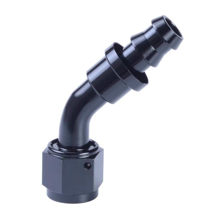Push Lock Hose End AN6 45D Black