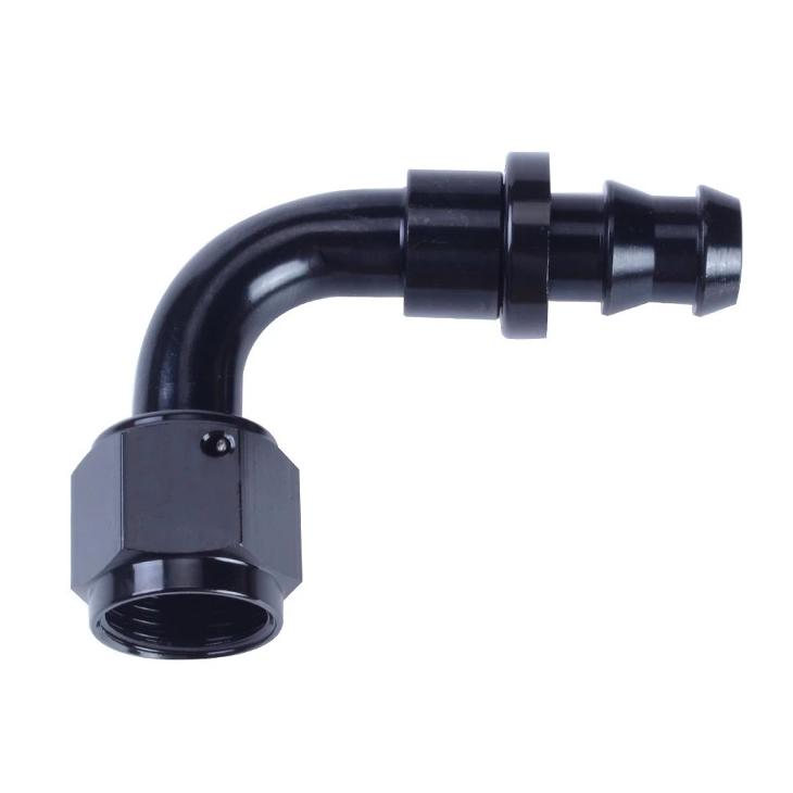 Push Lock Hose End AN6 90D Black