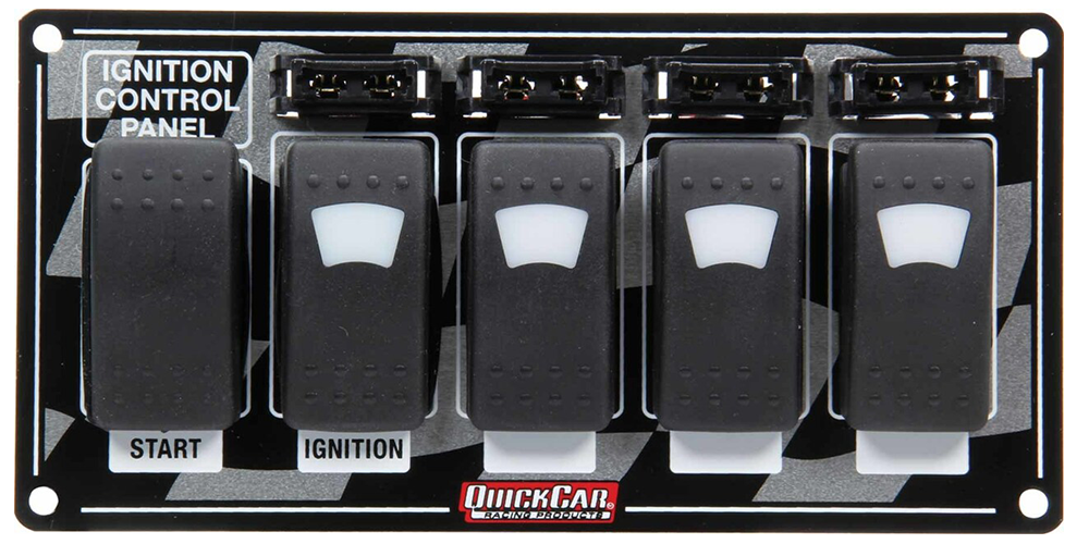 QuickCar Ignition Panel Rocker Switch Panel Fused Lighted Flag