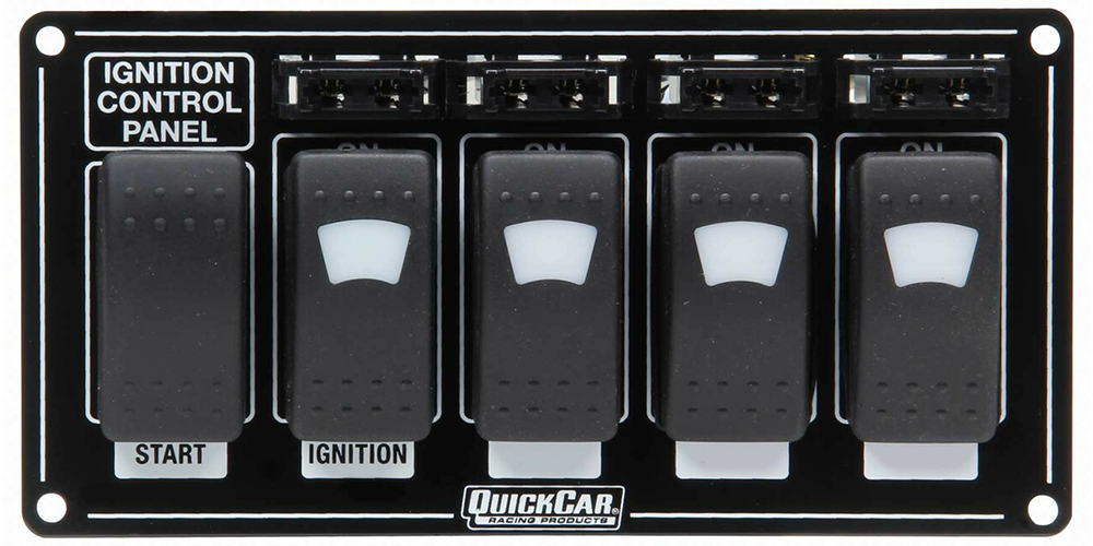 QuickCar Rocker Switches Fused & Lit w/ Black Plate