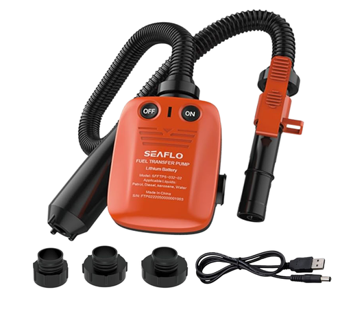 [SFFTP5-032-02] SEAFLO Rechargeable Automatic Fuel Transfer Pump, 3.2 GPM Flow, Auto-Stop Sensor, Portable Gas Can Pump for Oil, Diesel, Gasoline