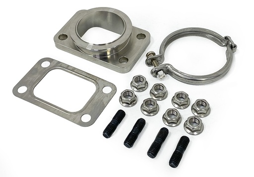 [164300002] PSR Compact T3 Adapter Kit | Billet Stainless Steel | Fits PSR/Garrett Small Frame Turbo Trb. Inlet 3"OD V-Band | 1" Overall Height