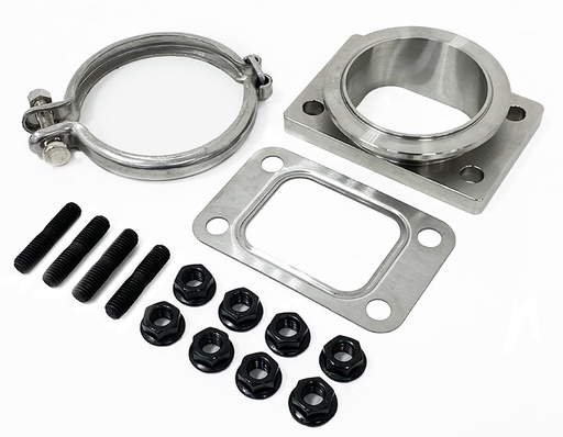 [164300001] PSR Compact T25 Adapter Kit | Billet Stainless Steel | Fits PSR/Garrett Small Frame Turbo Trb. Inlet 3"OD V-Band | 0.9" Overall Height