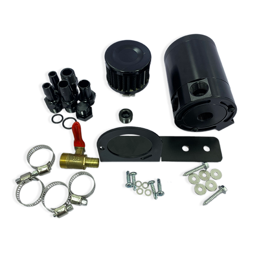 [EPAA01G155] Oil Catch Can Reservoir Tank Universal w/ Drain Valve 2 Port Aluminum