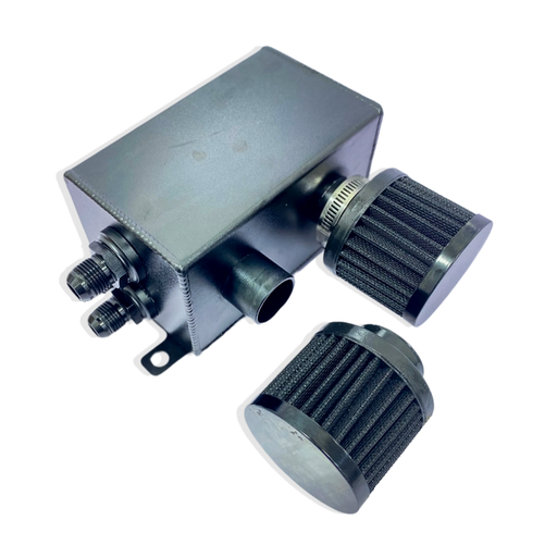 [EPAA01G130K] Oil Catch Can 1.5L AN10 w/ Dual Breather Filter Black