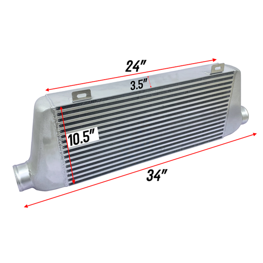 [TR10] HF Intercooler Core Size, 10.5"x24"x3.5", Overall Length 34", 3" Inlet/Outlet, 1000 CFM Flow Rate, 666 HP Efficient