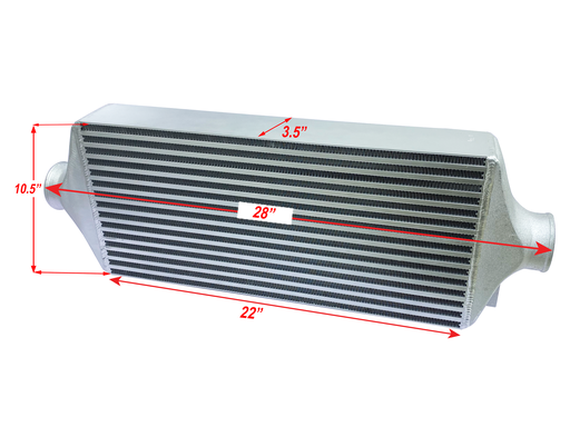 [TR10C] HF Intercooler Core Size, 10.5"x22"x3.5", Overall Length 28", 1050 CFM Flow Rate, 666 HP Efficient