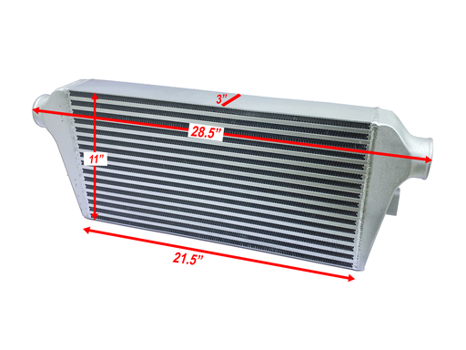 [TR11] HF Intercooler Core Size, 11"x21.5"x3", Overall Length 28.5", 2.5" Inlet/Outlet, Features a Divided Inlet Plate, 860 CFM Flow Rate, 560 HP Efficient