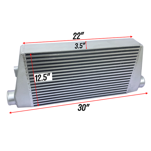 [TR1235] HF Intercooler Core Size, 12.5"x22"x3.5", Overall Length 30", Less than 2psi Pressure Drop at Max Flow, 3" Inlet/Outlet, 3.5" Core, 1142 CFM Flow Rate, 760 HP Efficient, 1.5psi Drop