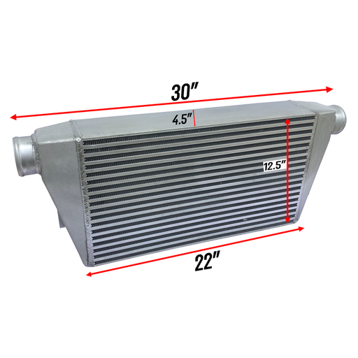 [TR1245] HF Intercooler Core Size, 12.5"x22"x4.5", Overall Length 30", Less than 2psi Pressure Drop at Max Flow, 3" Inlet/Outlet, 4.5" Core, 1469 CFM Flow Rate, 1000 HP Efficient, 1.5psi Drop